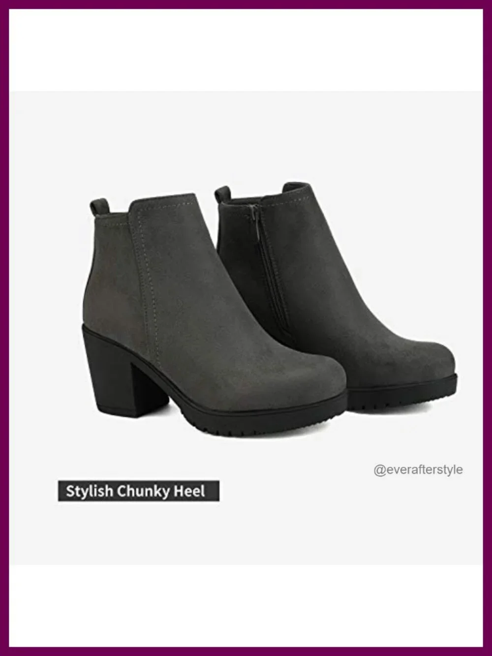 Women's Ankle Boots Chunky Heel Platform Short Booties with Zip